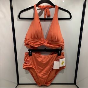 Gibson Latimer Swimwear Size XL Burnt Orange 2 Piece Bikini Halter Tie NWT